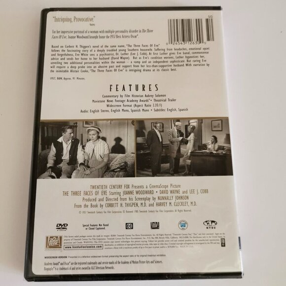 The Three Faces of Eve DVD SEALED 1957 Film Personality Disorder Joanne Woodward - Picture 2 of 3